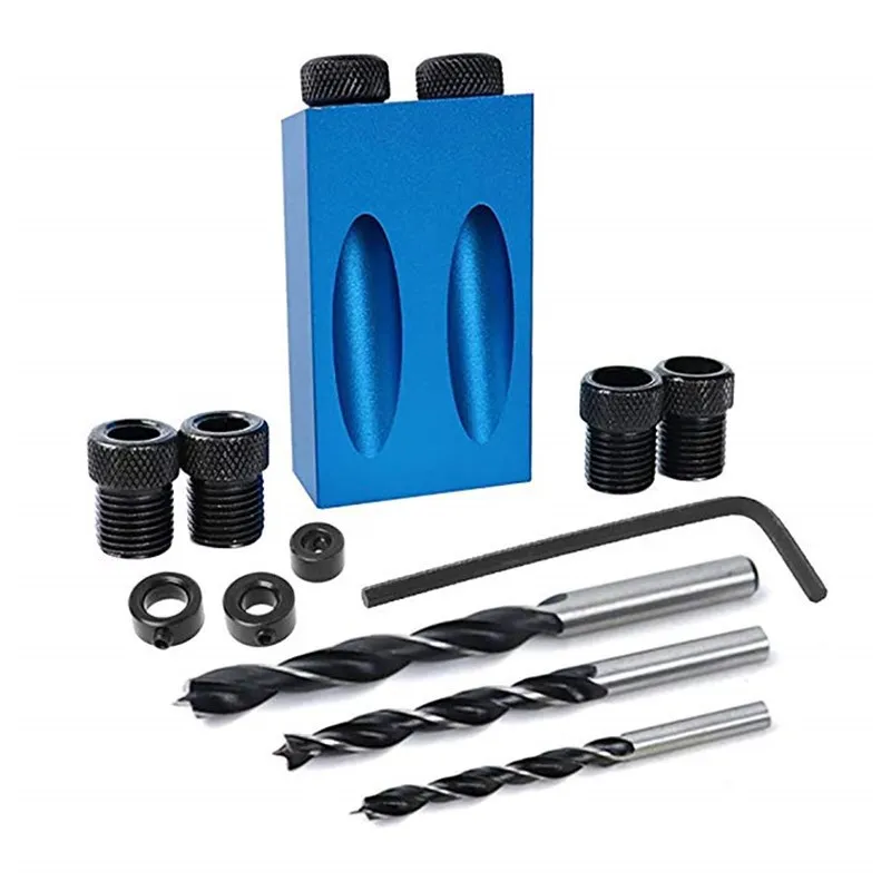 7pcs 14pcs 15 gradi localizzatore di fori obliqui punta da trapano Kit di maschere per fori tascabili per la lavorazione del legno Set di Guide per trapano ad angolo apri perforatore