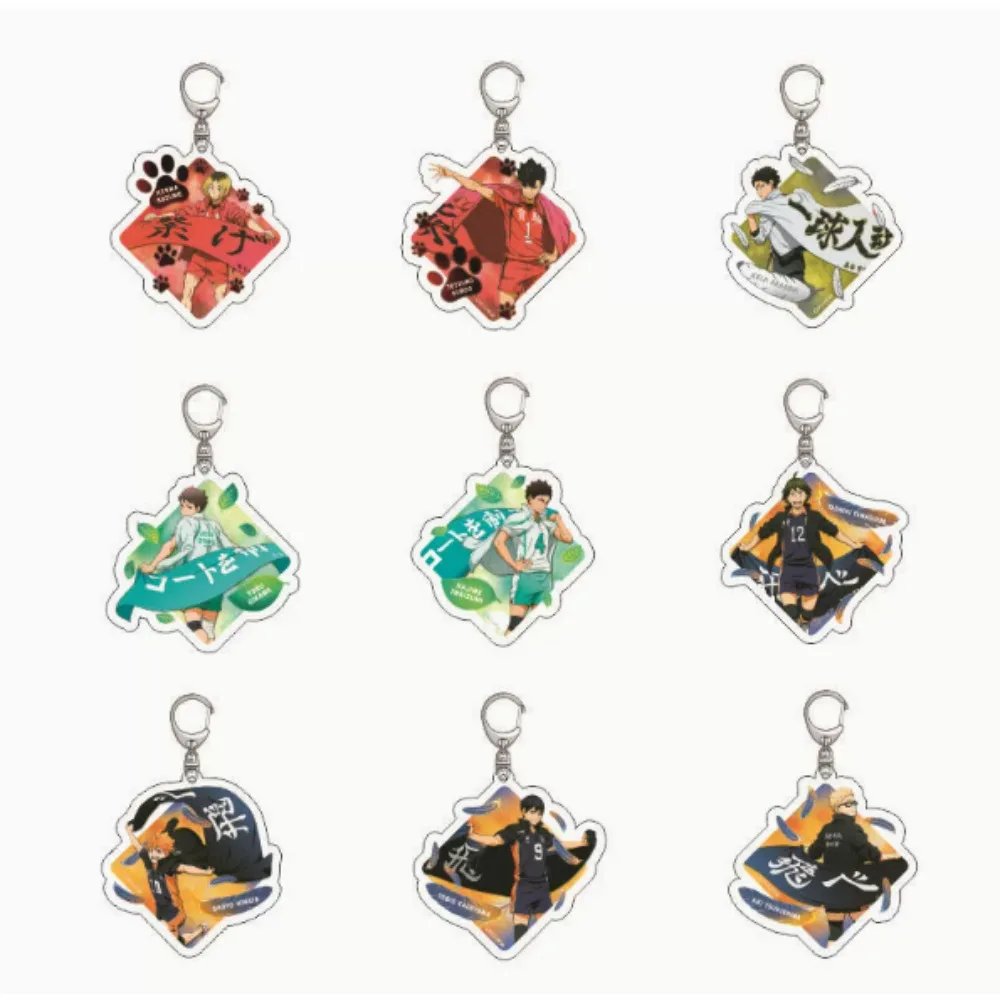 Anime Volleyball Acrylic Keychain Cute Cartoon Characters Shoyo Hinata Tobio Kageyama Sawamura Daichi Pendant Key Ring Fans Gift