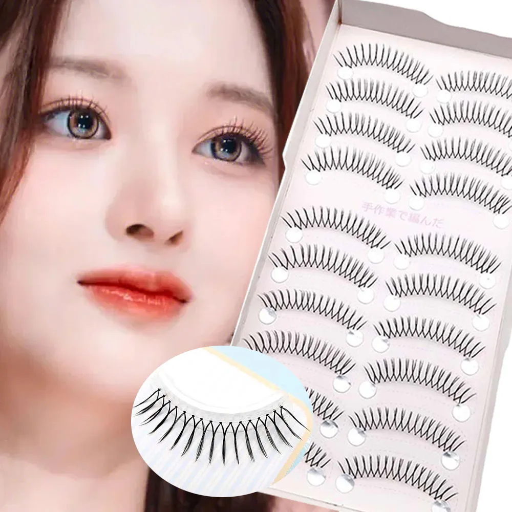 10pairs Korean U-shaped False Eyelashes Natural Transparent Stem Lashes Natural Wispy Full Strip Lashes V Shaped Lash Extension