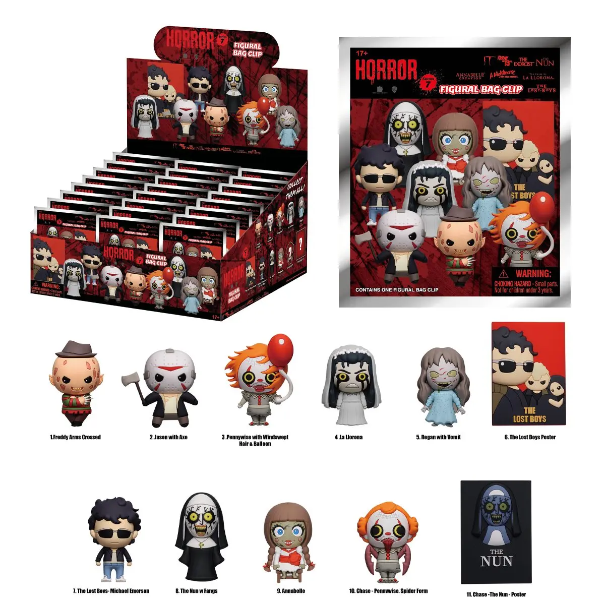 

1PC WB Horror Series 3D Bag Clip Random One Blind Bag Mystery Keychain Keyring Backpack Pendant Decor Party Birthday Gifts