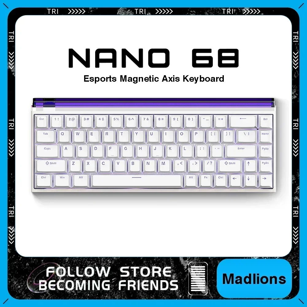 MADLIONS NANO68 HE Rapid Trigger Keyboard Wired Keyboard Hall Effect Gasket Mechanical Keyboard Adjustable Actuation Keyboard