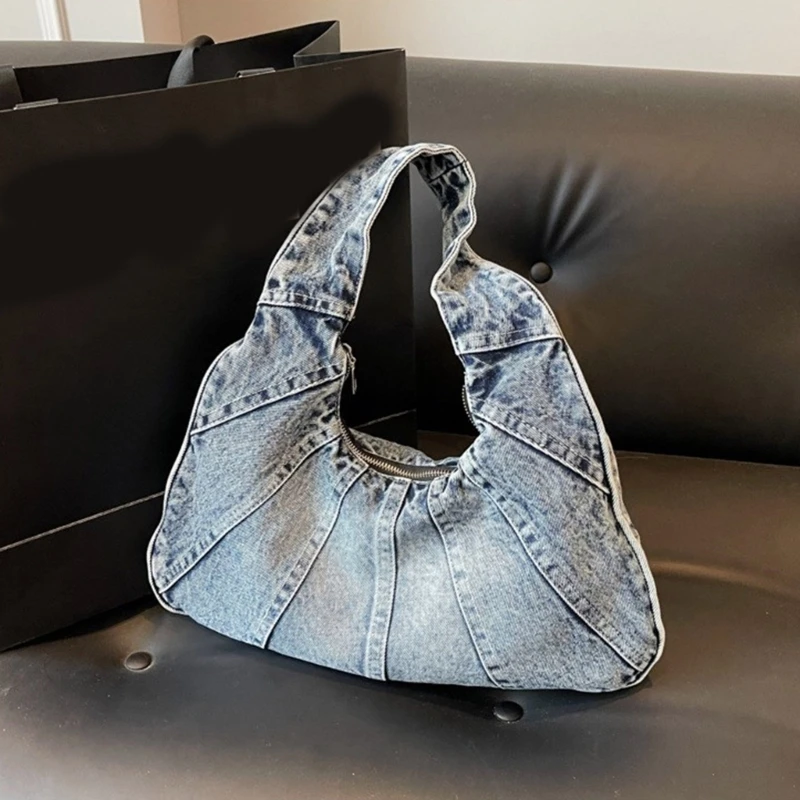 Bolso tela vaquera para mujer, bolso para axila estilo coreano, bolsos bolso hombro a juego, bolso compras