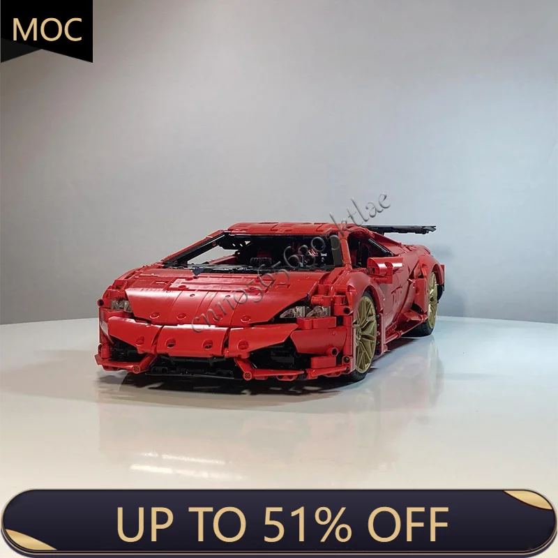 

2993 PCS MOC Technology Racing Red V10 Supercar Model Building Block Speed Vehicle Bricks Toys Kid Adult Surprised Birthday Gift