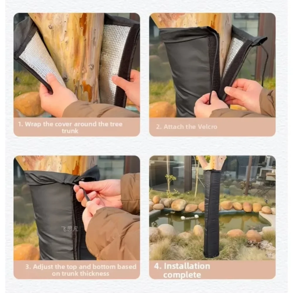 Anti-Frost Tree Bark Cover Winter Cold Freeze 210D Oxford Fabric Tree Trunk Protection Sleeve Triple Layer Thermal Insulation