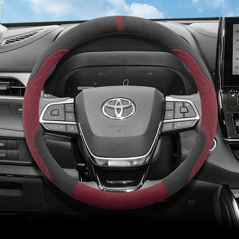 37-38cm suede sweat-absorbent car steering wheel cover suitable for Toyota Camry, RAV4, Highlander, Lexus, Sienna, Innov