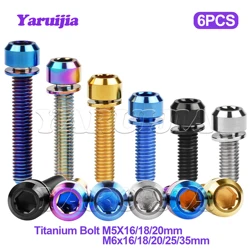 Yaruijia Titanium Bolt Ti M5/M6X16/18/20/25/35mm with Washers for Bicycle Disc Brake Stem Clamp 6pcs