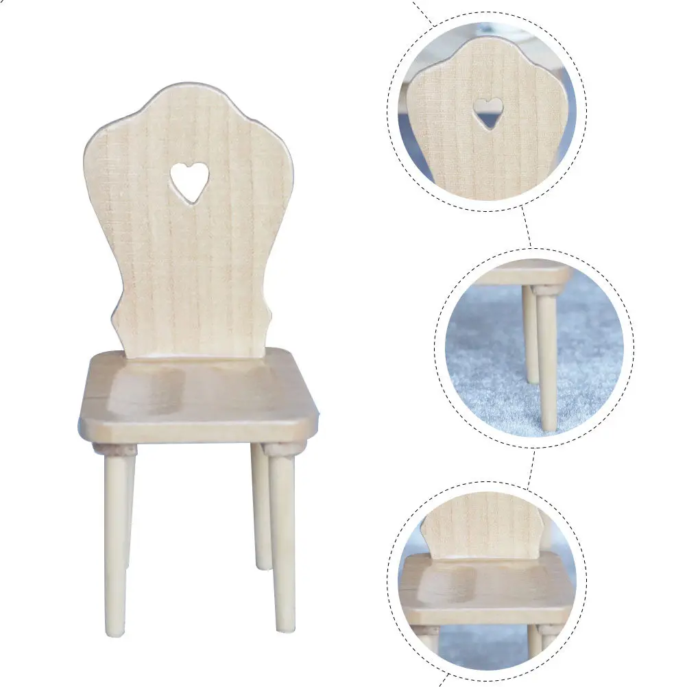 

1Pcs Miniature Wood Chair Decor for Dollhouse Accessories Tiny Chair Adornment for Student Craft Home Mini Scene Display