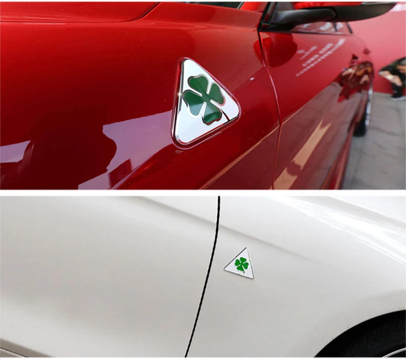 3D Green Four-leaf Clover Logo Decal Car Side Fender Body Badge Sticker for Alfa Romeo Sportiva 147 156 166 159 Giulietta Giulia