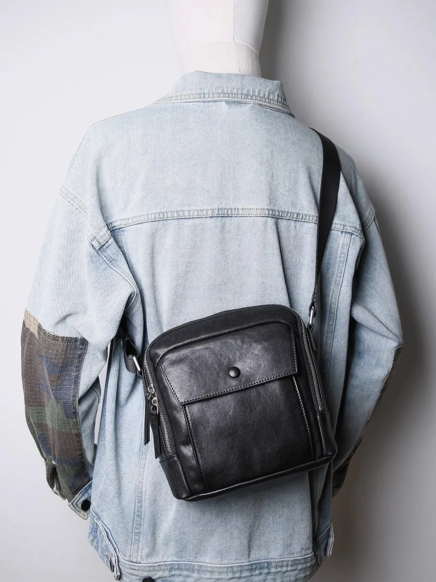 SENOFAN 2025 العلامة التجارية حقيبة كتف الرجال التنقل حقيقية جلد البقر حقائب ساعي مموهة للرجل حقيبة باد صغيرة الذكور الأسود