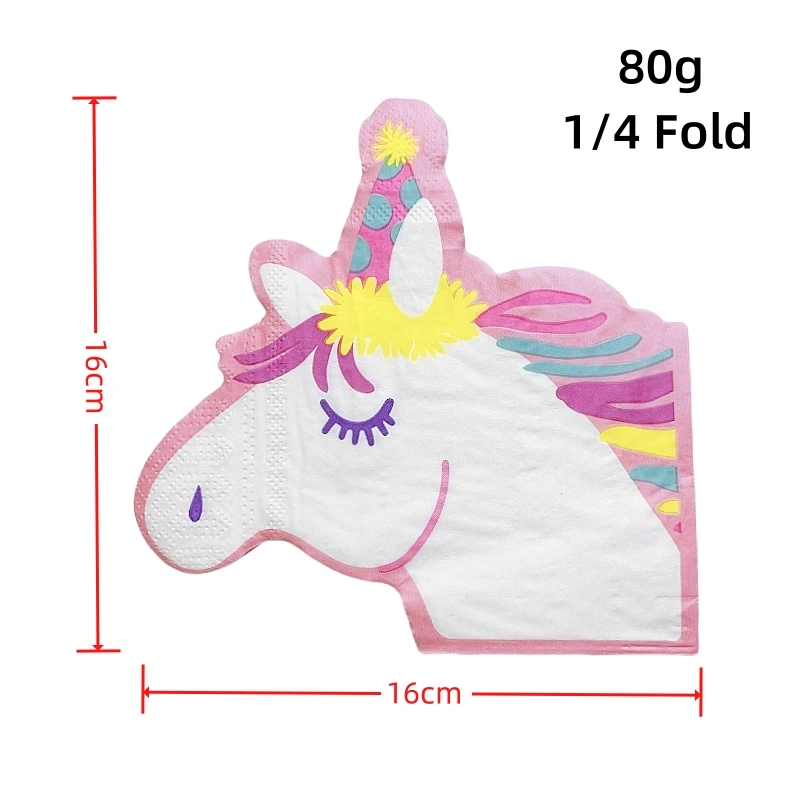 20Pcs/Bag Cartoon Die Cut Panda Unicorn Decoupage Paper Napkins Paper Serviettes for Children Birthday Party Tableware Decor New