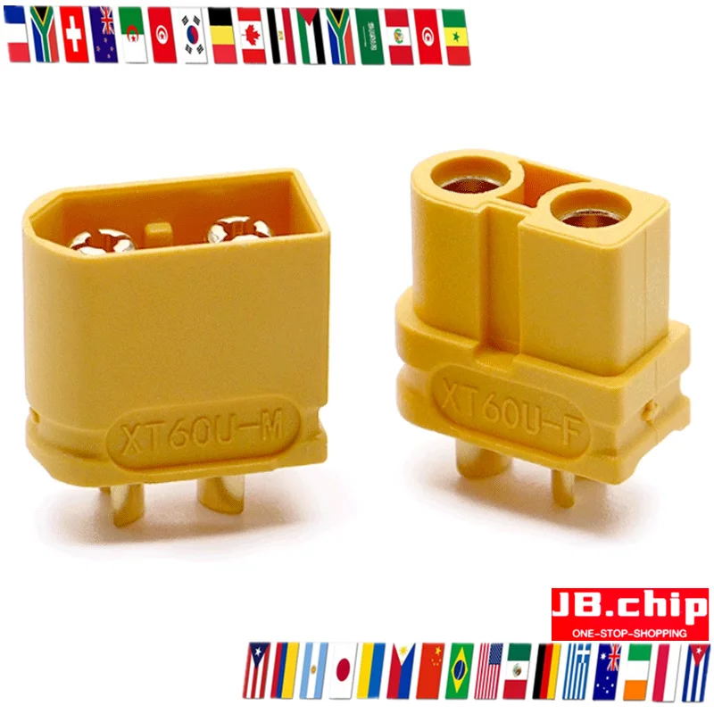 5PCS XT60U-M/F Male and Female Test Connectors Gold Plated Aircraft Model Lithium Battery Terminal Plug