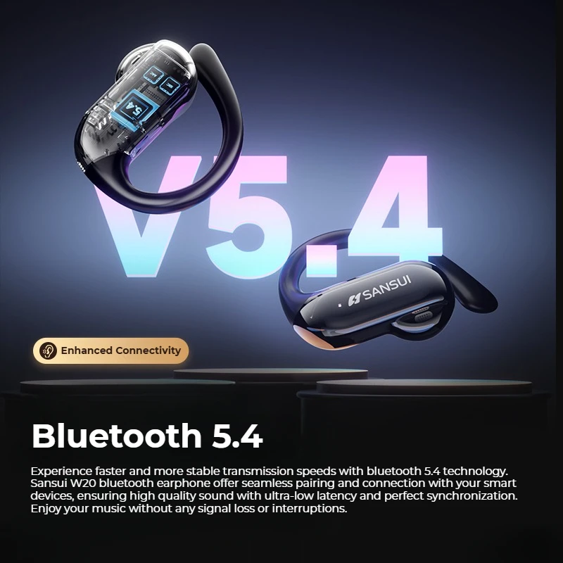 Sansui W20 Slightly in-ear Bluetooth 5.4 Earphones ENS Noise Cancelling Bluetooth Headphone Secure Fit Sports Wireless Headsets