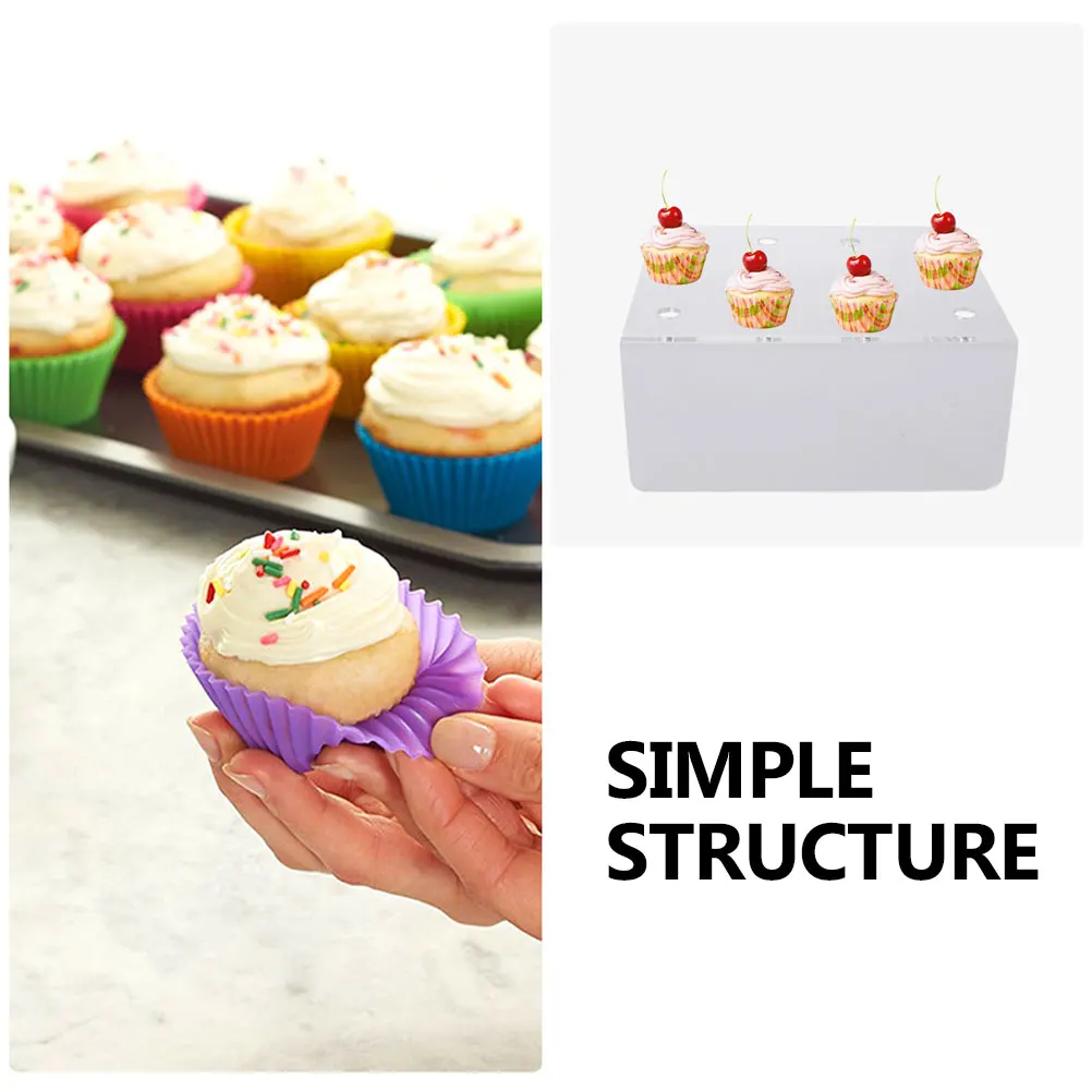 

Transparent 12-Hole Cake Tube Rack Plastic Push Stand Display Holder for Dessert Snacks Ice Cream Storage