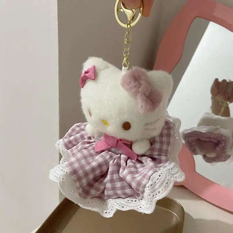 Sanrio Hello Kitty Keychain Wedding Dress Hello Kitty Plush Pendant Skirt Plushie Toy Kawaii Anime Animals Stuffed Doll Kid Gift