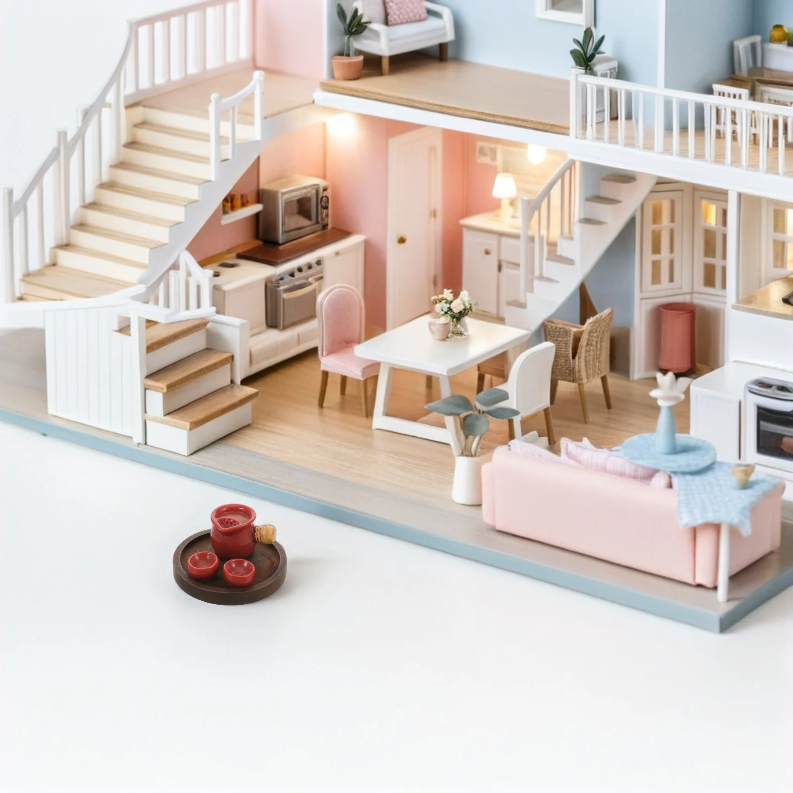 

6Sets Miniature Teapot Tea Cup Set Detailed Craftsmanship Kids Pretend Play Dollhouse Kitchen Accessories Tea Set