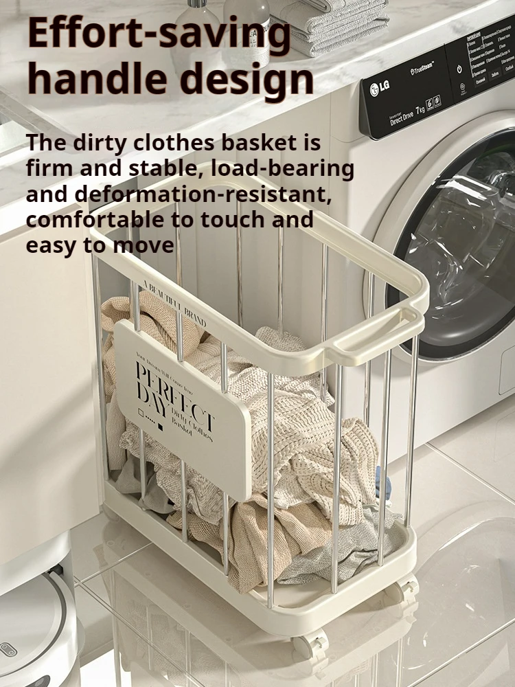 

Multifunctional Laundry Basket with Wheels Household Large Capacity Bathroom Dirty Clothes Storage Basket with Handle