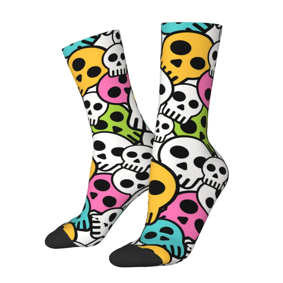 Vintage Colorful Skulls Men's Socks Skull Style Unisex Hip Hop Seamless Printed Funny Crew Sock Gift