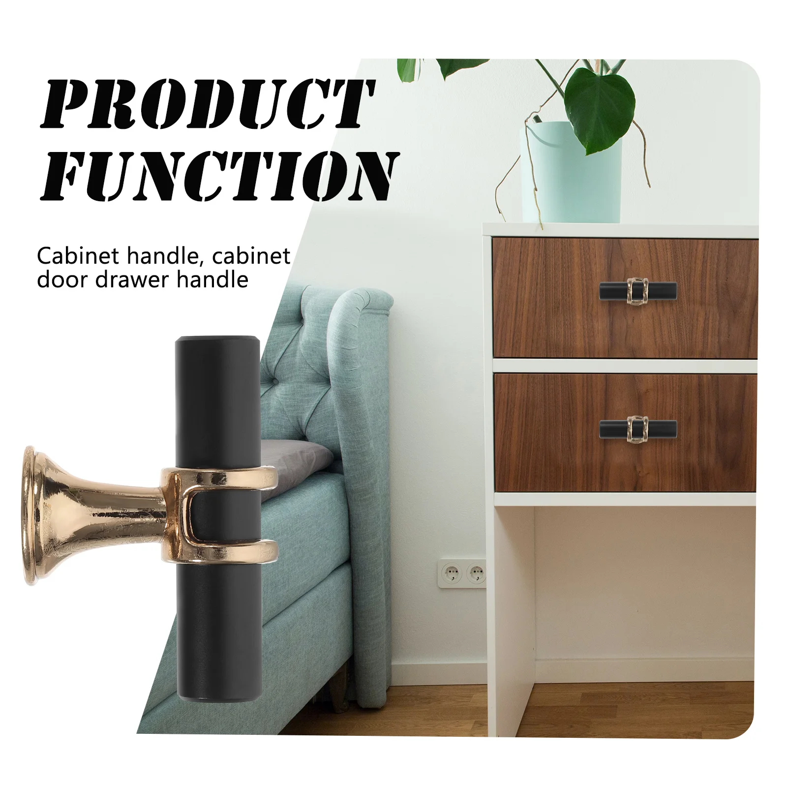 

10Pcs Cabinet Door Handles Zinc Alloy Sturdy Drawer Pulls Decorative Black Kitchen Wardrobe Dresser Handles Easy Install