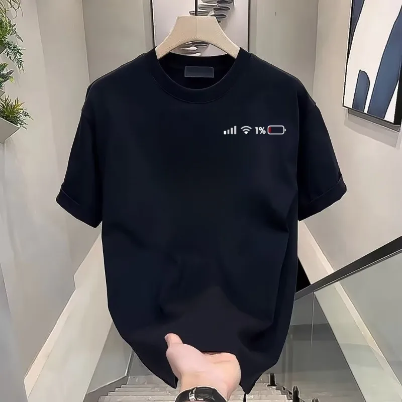 Less Than 1% Electric Printed T-shirt Simple Men's and Women's Short Sleeved Summer Ins Fashion Creative Short Sleeved Shirt