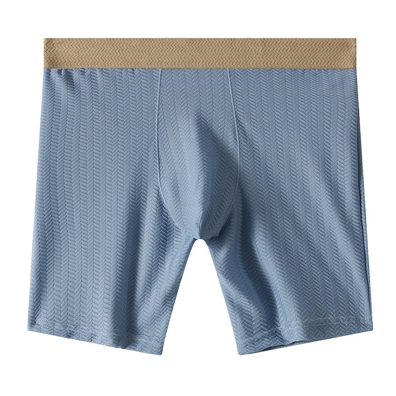 Ropa interior para hombre, Boxer, pantalones cortos para hombre, panites de seda helada de nailon, cómoda bolsa convexa en U, ropa interior de pierna media larga, bañadores para hombre