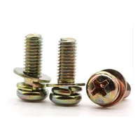 Tornillos de Acero al Carbono Galvanizado con Cabeza Redonda Cruzada y Arandela Plana de Resorte, Tres Combinaciones M3M4M5M6M8