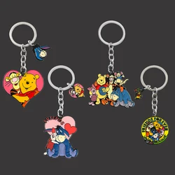 Disney Anime Figure Pooh Bear Keychain Cartoon Winnie Tigger Eeyore Piglet Keyrings for Backpack Car Ornament Accessories Gifts