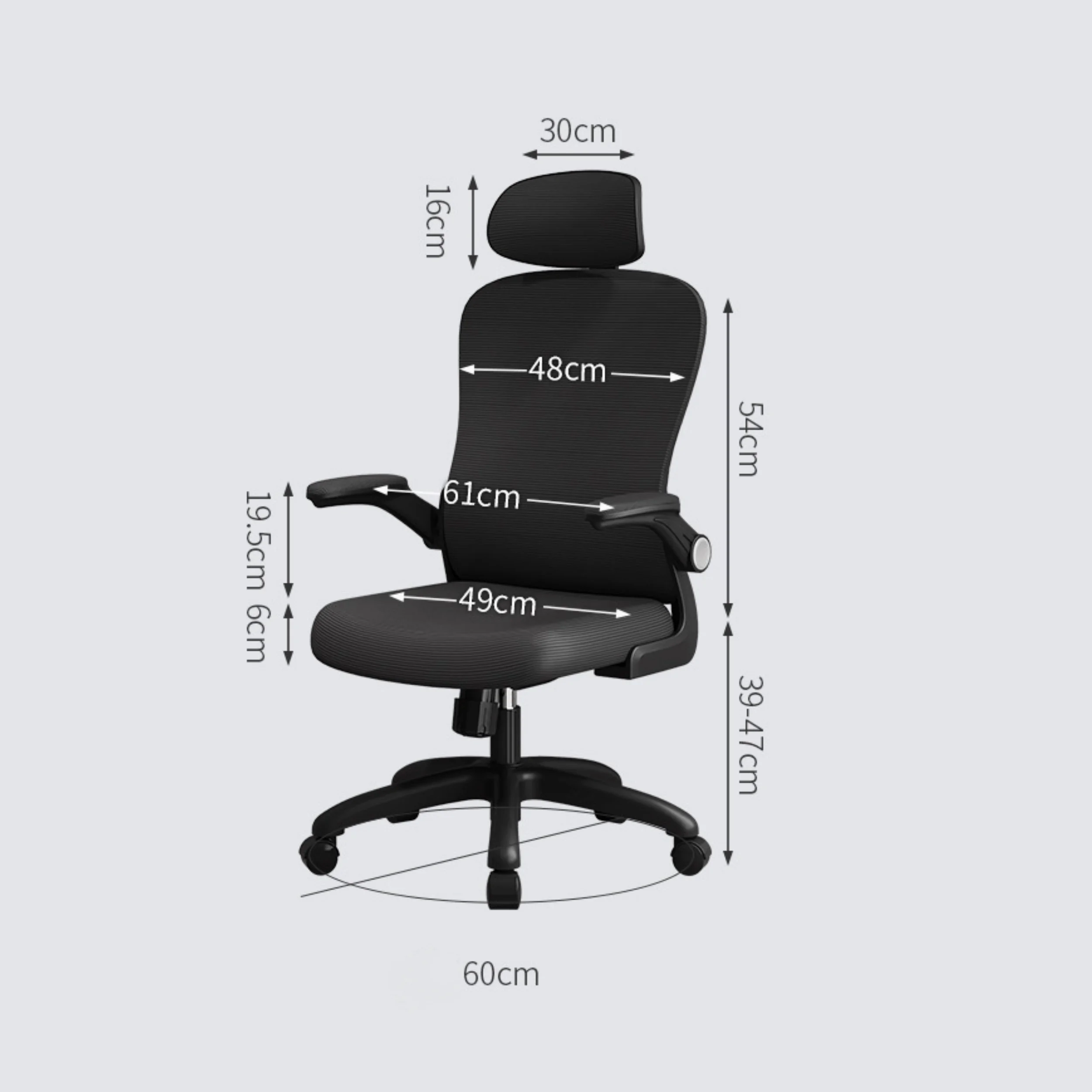 Ergonomic Office Chair Gaming Chair Black Mesh Back Adjustable Headrest Padded Armrests Swivel Computer Desk Chair with Wheels view 6