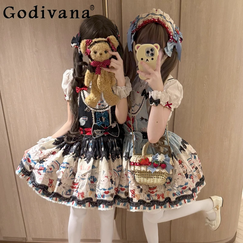 

Original Japanese Soft Girls Lolita Y2K Birthday Party Dress JSK Daughter Sweet Cute Bow Kawaii Lo Mini Dress Princess Dress OP