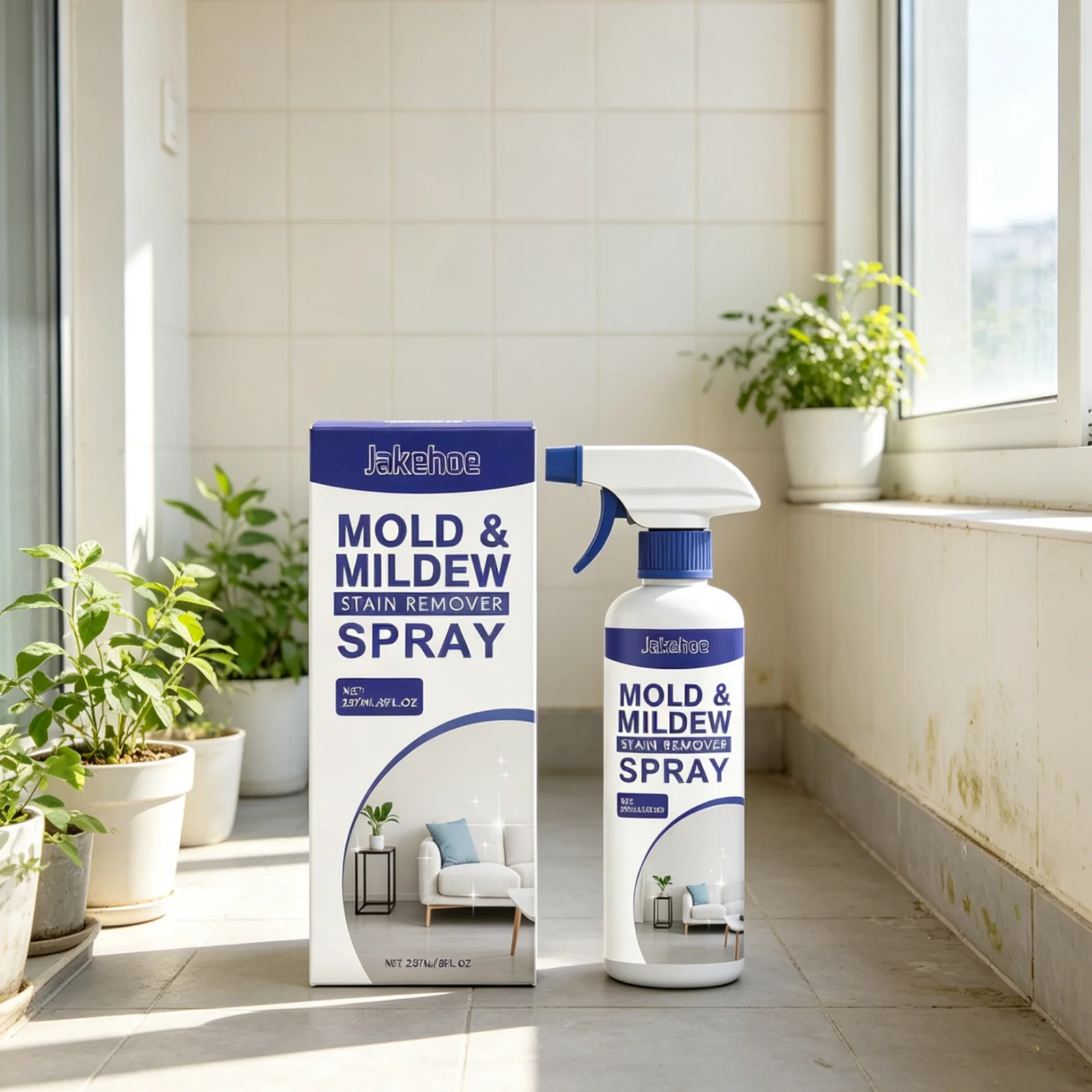 Jakehoe Mildew Stain Remover Spray Effective Cleaning Surface Restoration Reduce Odor Gentle Formula Mold Removal Spray 237ml