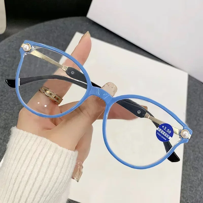 2024 New Pearl Reading Glasses Frame Vintage Lady\'s Cat Eyes Presbyopia Eyewear Anti Blue Light Optical Spectacle Eyeglasses
