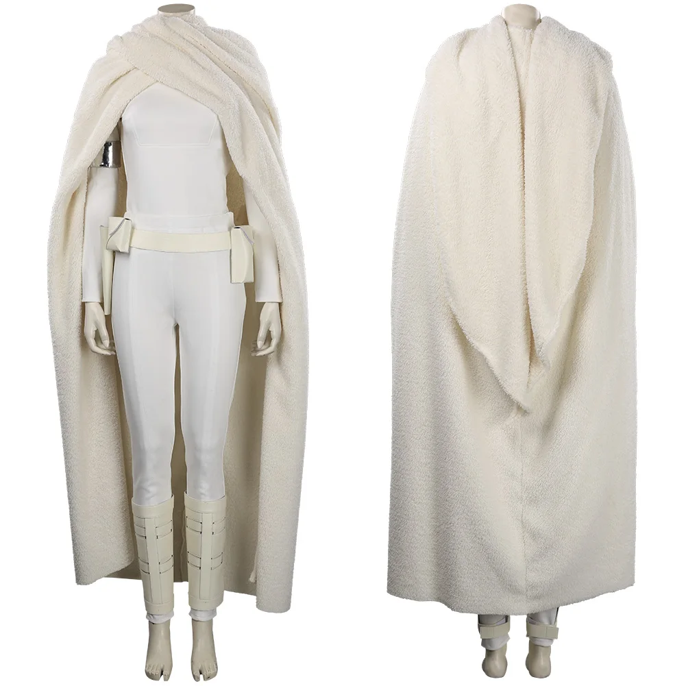 

Padme Naberrie Amidala Cosplay Costume White Uniform Cloak Suit Outfits Adult Female Halloween Carnival Roleplaying Suit