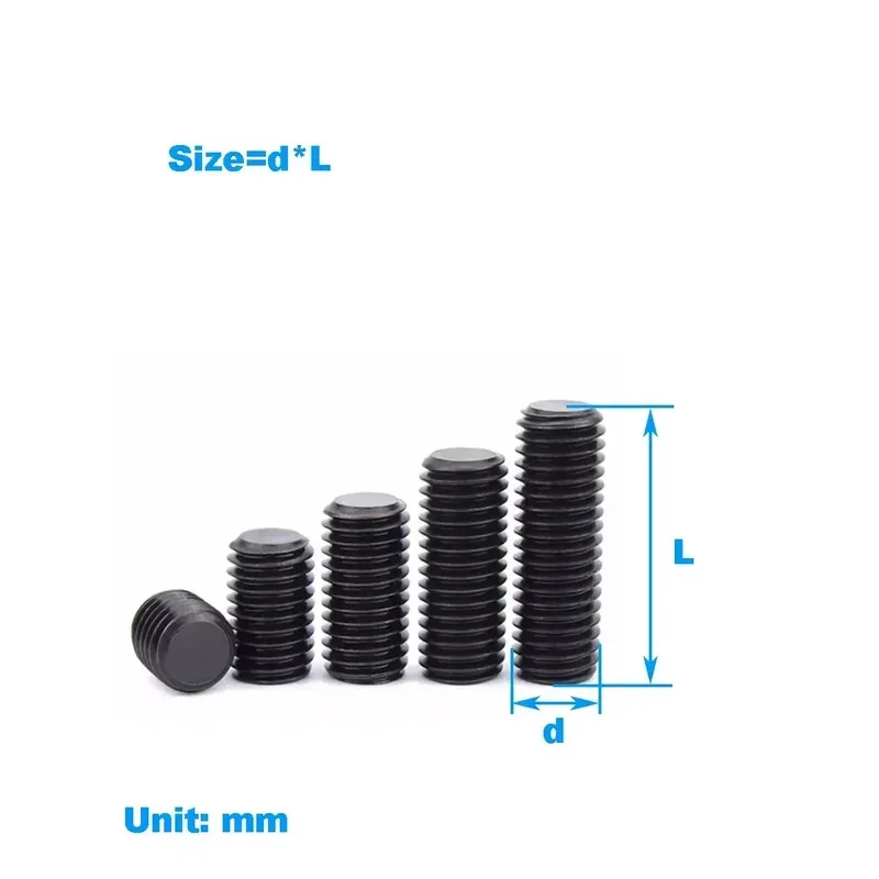 برغي مجموعة فولاذي 12.9 مقطوعة الرأس لتحديد المواقع بدقة في الأماكن المحدودة بنقطة مسطحة M3 M4 M5 M6 M8 M10 M12 M14 M16