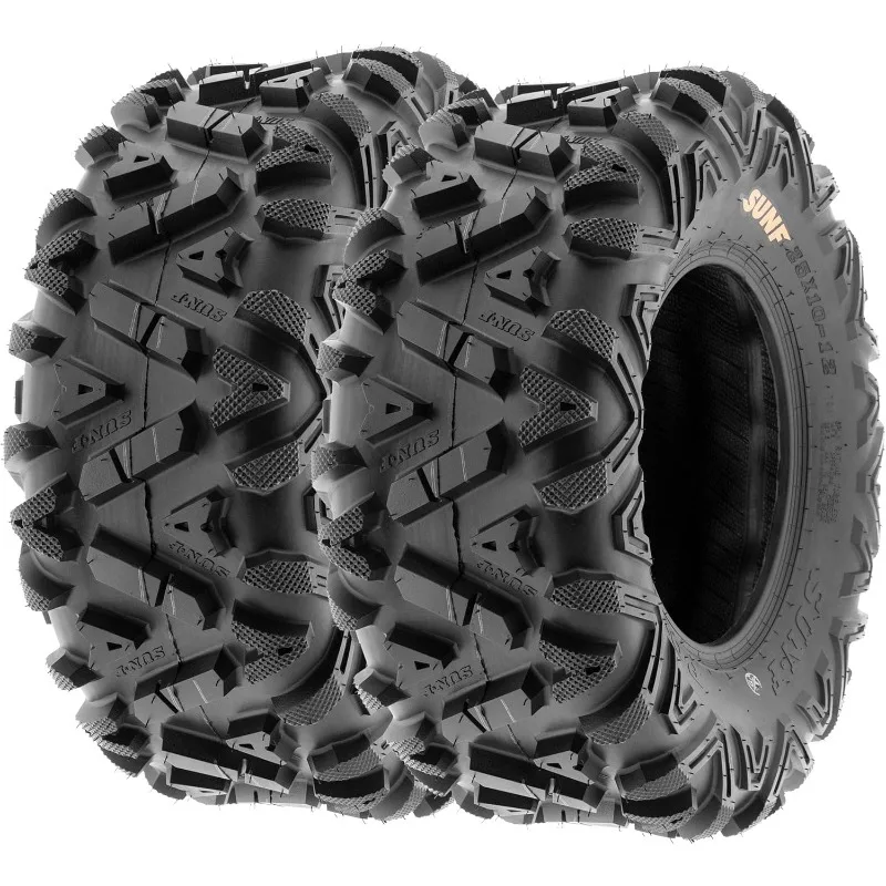 مجموعة الدراجات النارية والرياضات القوية مكونة من 2 إطارات SunF A033 Power.I AT 25x10-12 ATV UTV للطرق الوعرة لجميع التضاريس، 6 طبقات بدون أنابيب US (المنشأ) #1