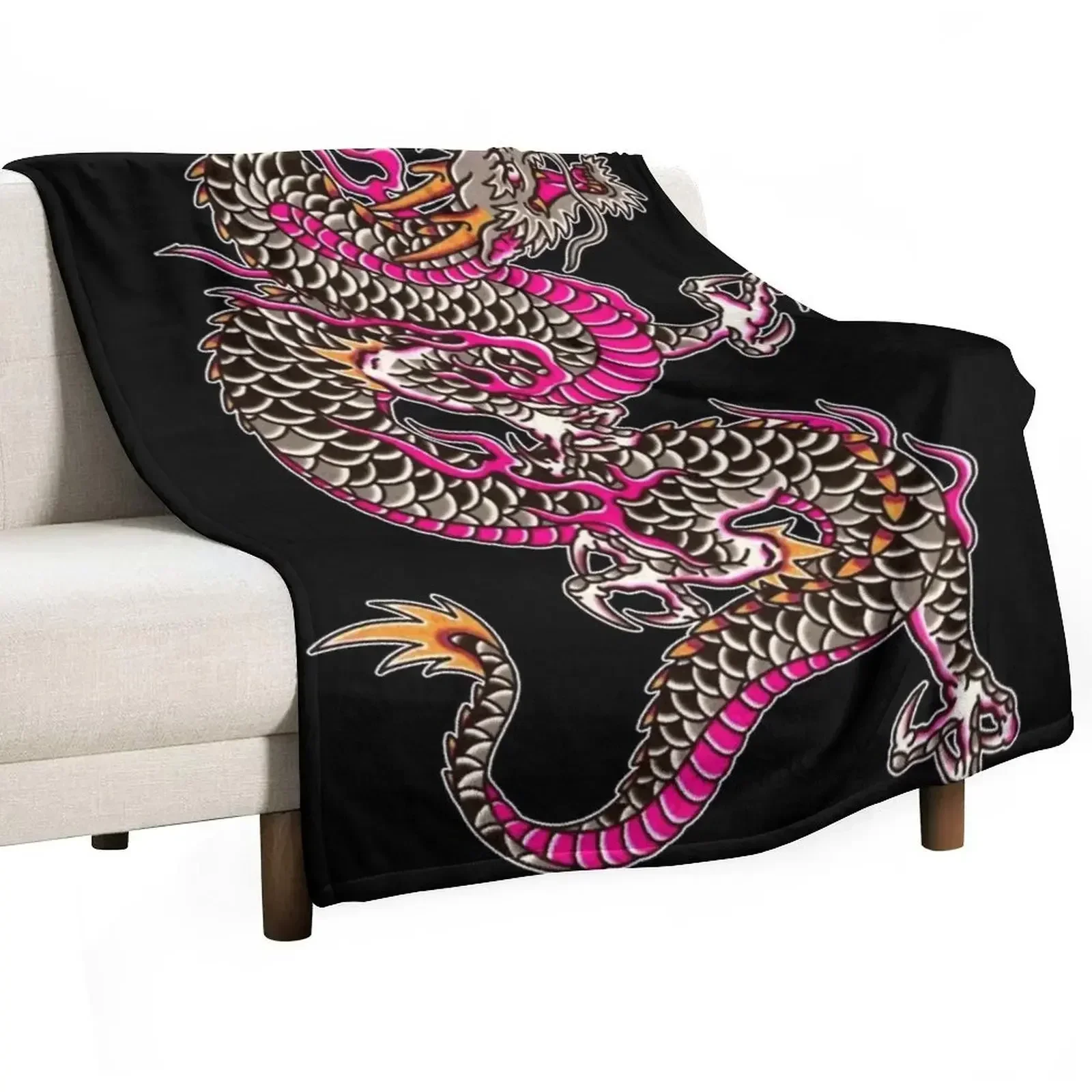 

Traditional Japanese Dragon Tattoo Throw Blanket Sofa Furrys Blankets