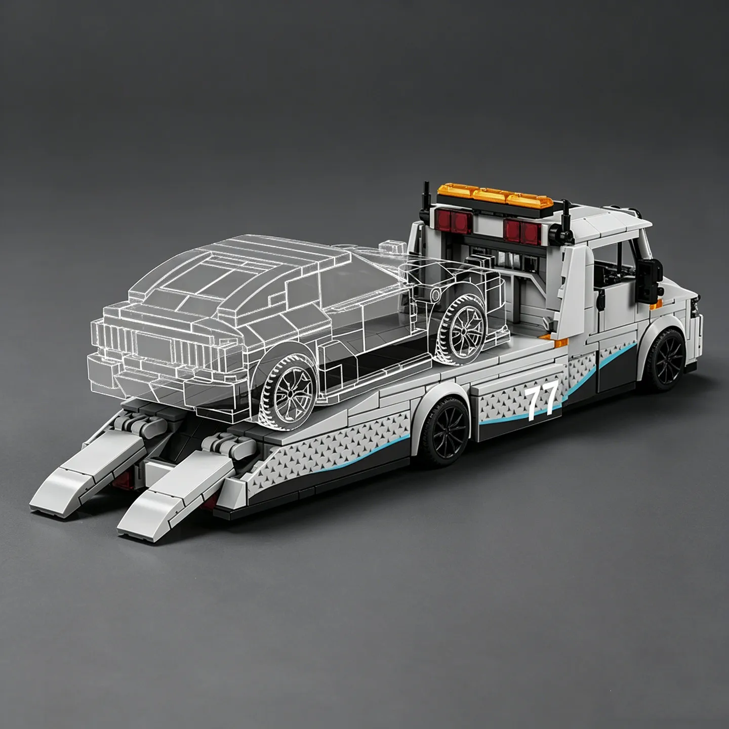 City Series Sprinter Modified Trailer 8-Compartment Race Car Transport Truck Building Blocks Toy Cars Car Models Trucks