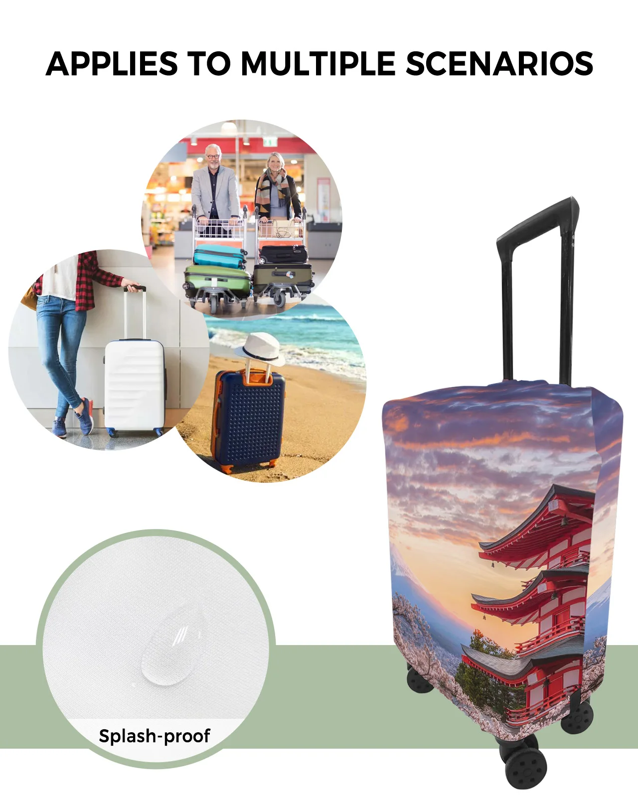 Japan Mount Fuji Cherry Blossom Travel Luggage Cover Elastic Baggage Cover Suitcase Case Dust Cover Travel Accessories