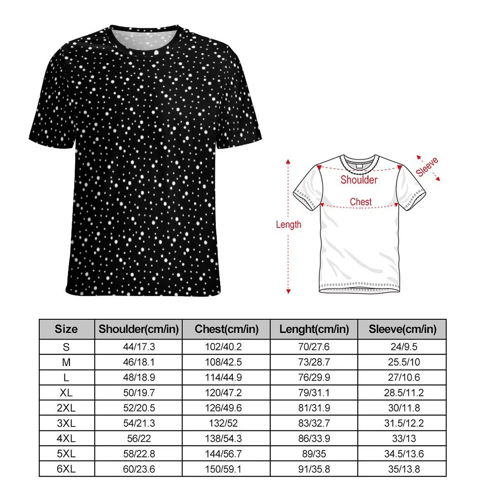 Oversized T-Shirt Summer Random Scatter Dots Print T-Shirts  Casual Crewneck Tee Shirt Men Trending Design Top Tees