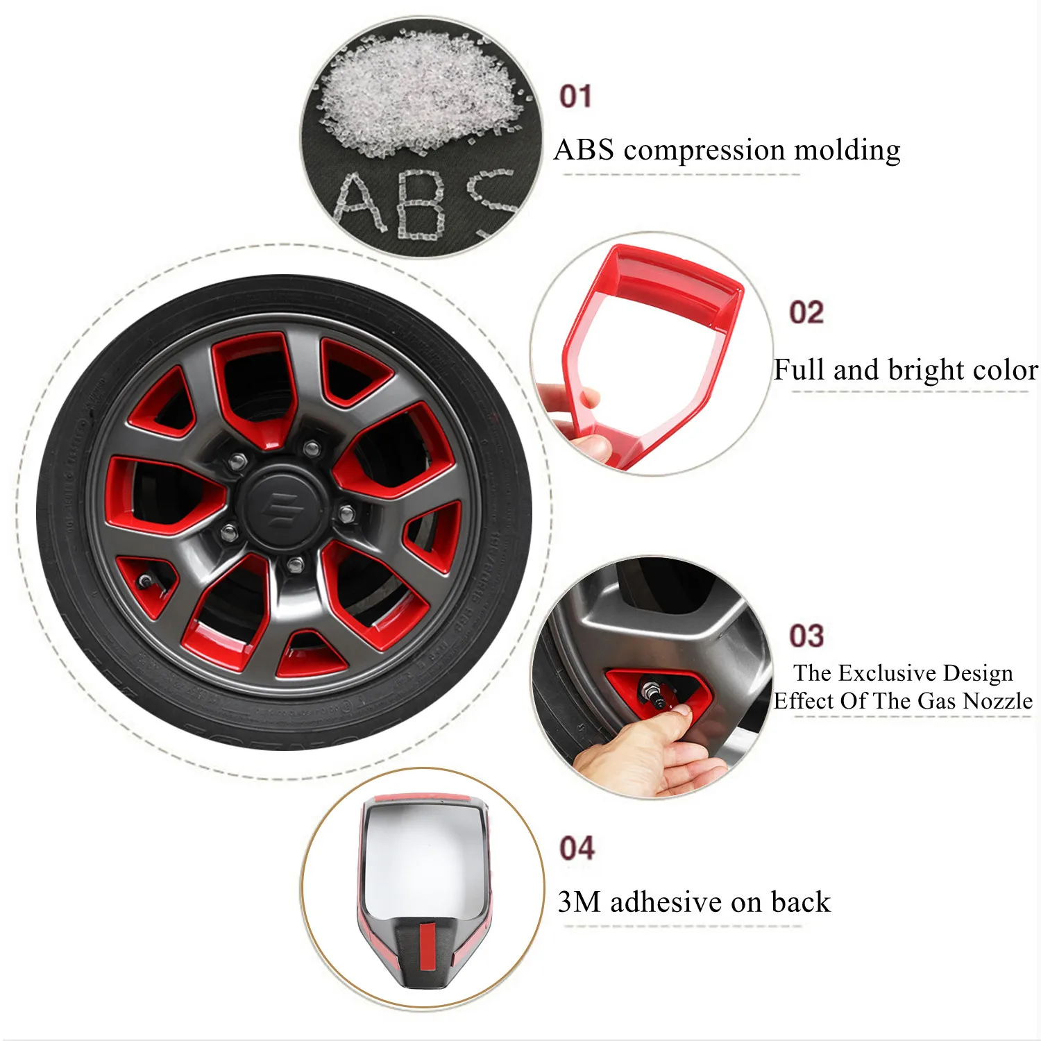 Car Wheel Hub Tire Rim Decoration Cover Frame Trim Stickers for Suzuki Jimny JB64 JB74 2019-2023 Exterior Styling Accessories