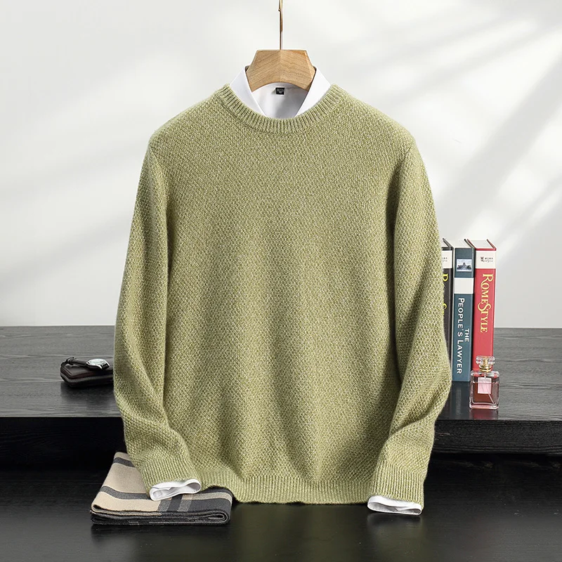 New Best-Selling 100% Cashmere Sweater Men\'s Pullover Round Neck Long Sleeve Casual Warm Padded Cashmere Sweater With Bottoming.