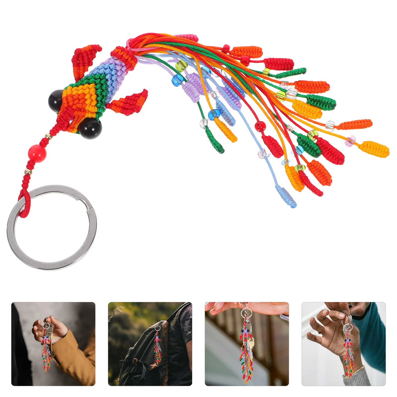 

Handmade Woven Goldfish Ornament Pendant Chinese Knot Lucky Fish Charm Colorful Carp Accessory for Home Car Decoration
