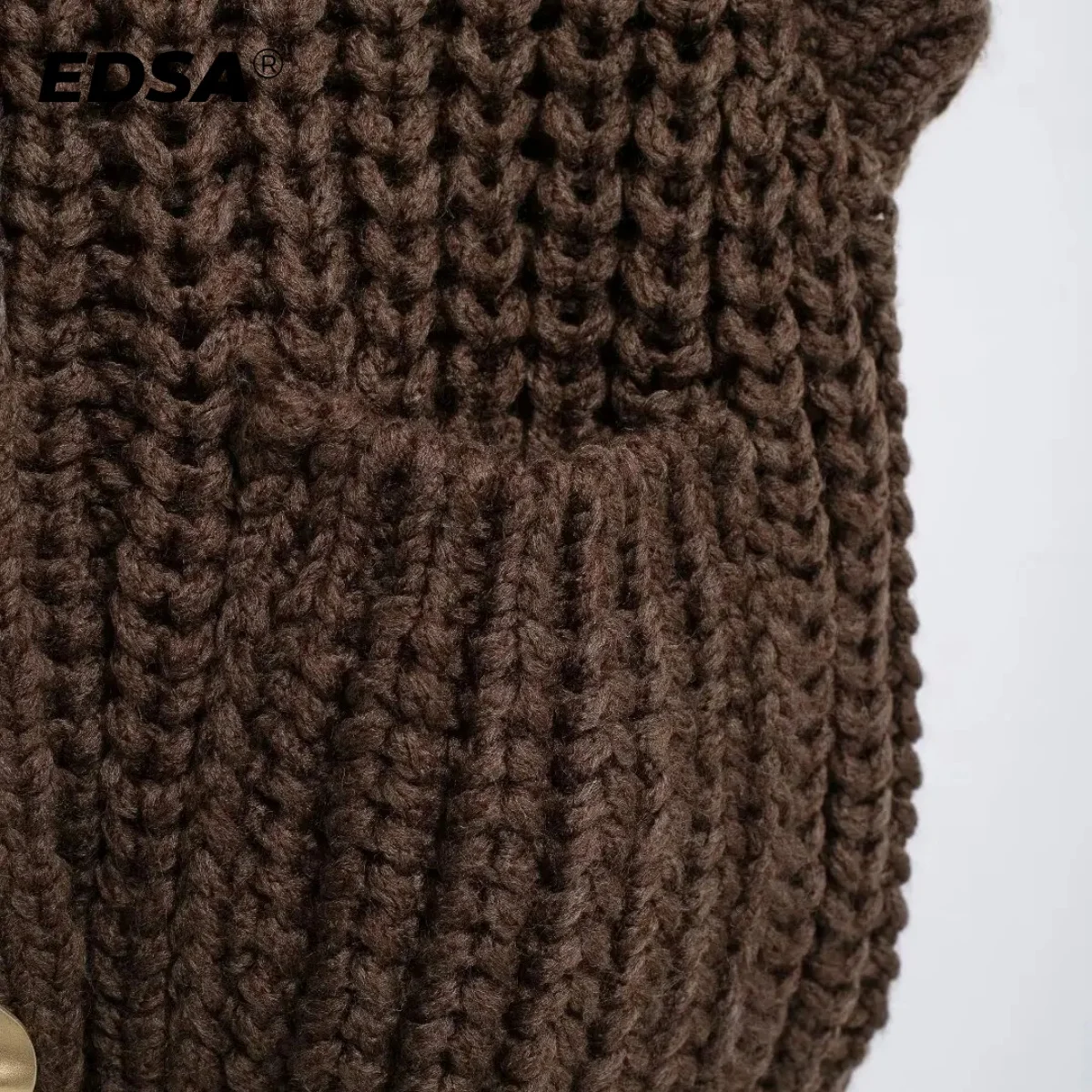 EDSA Women Chunky Knit Cardigan Waistcoat Autumn Cropped Sweater Vest Single Breasted with Golden Buttons Tank Outerwear