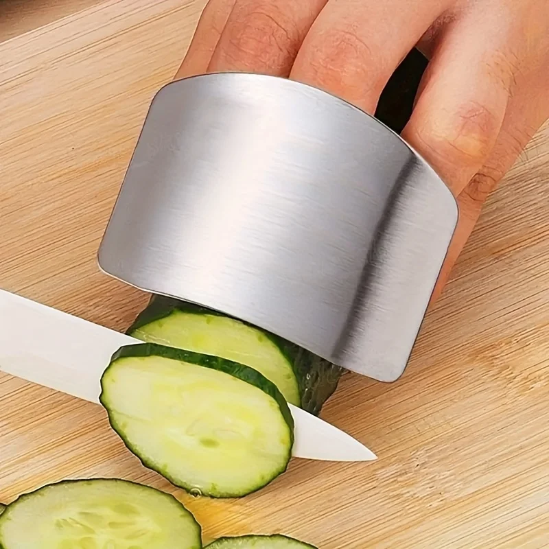 1Pc/2Pcs Stainless Steel Finger Protector Vegetable Cutting Hand Guard Finger Protector Sleeve Kitchen Meat Cutting Finger Protector Anti-Cut Hand Guard Kitchen Restaurant Tool Outdoor Kitchen Utensils