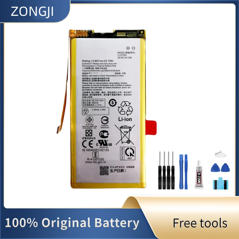 ZONGJI New Compatible Battery For Asus ROG 2 ZS660KL I001DB Game Phone Generation Battery High Capacity C11P1901 + Free Tools