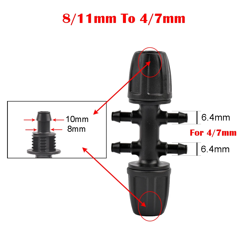 Garden Hose 8/11mm Pe Tube Connecters Tee Elbow End Plug ​Joints With Lock Reduced Barb Coupling Irrigation System