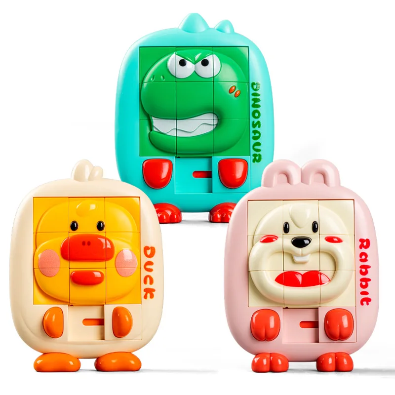 Children Cartoon Animal Slide Puzzles Toys Logical Thinking Training Challenges Intellectual 3D Puzzles Sensory Game Travel Toys