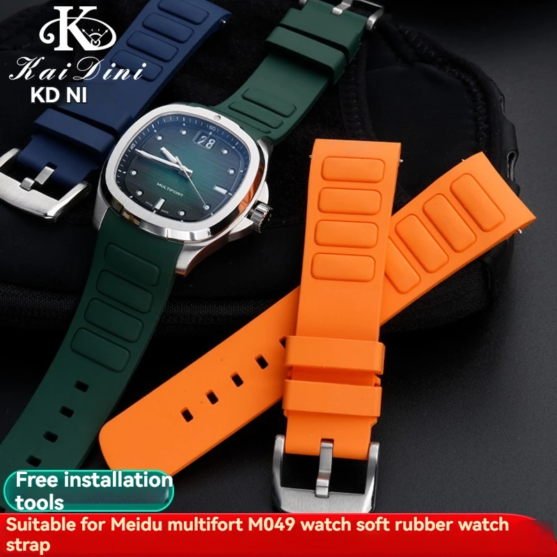 

22mm Quick release Curved Rubber Watch Strap Men For Mido New Multifort TV M049.526 Sport WatchBand Green Silicone band