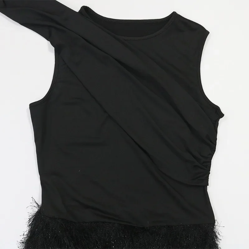 GUWU المرأة واحدة قصيرة الأكمام قطع مكدسة ريشة Bodycon ماكسي فستان طويل 2025 مساء عطلة مثير فساتين الحفلات Vestidos