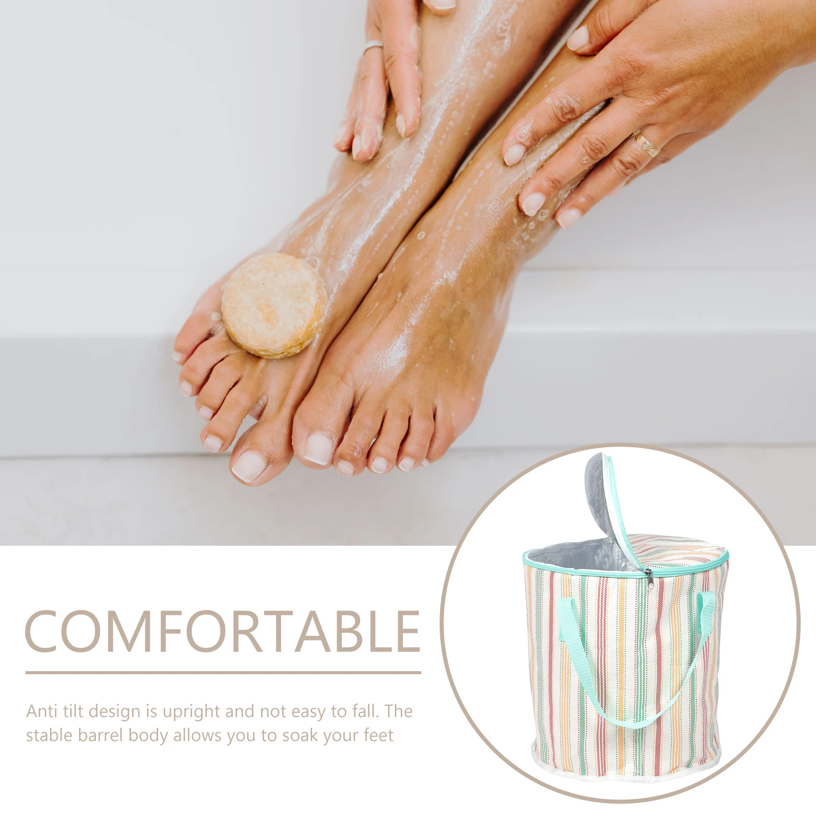 

Portable Foot Bath Basin Foldable Soak Foot Bucket With Zipper Large Capacity For Travel Camping Picnic Hiking Fishing