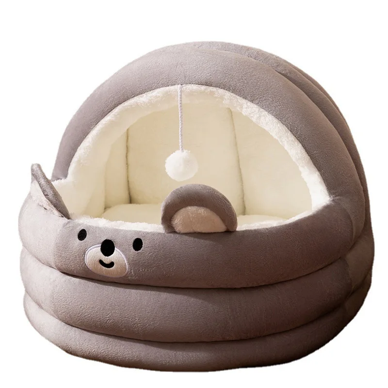 Kat Hond Bed WKennel Nest Ronde Huisdieren Slapen Grot Kitten Bedden Huisdier Mand Gezellige Kitten Lounger Kussen Kat Huis Tent Huisdier Huis