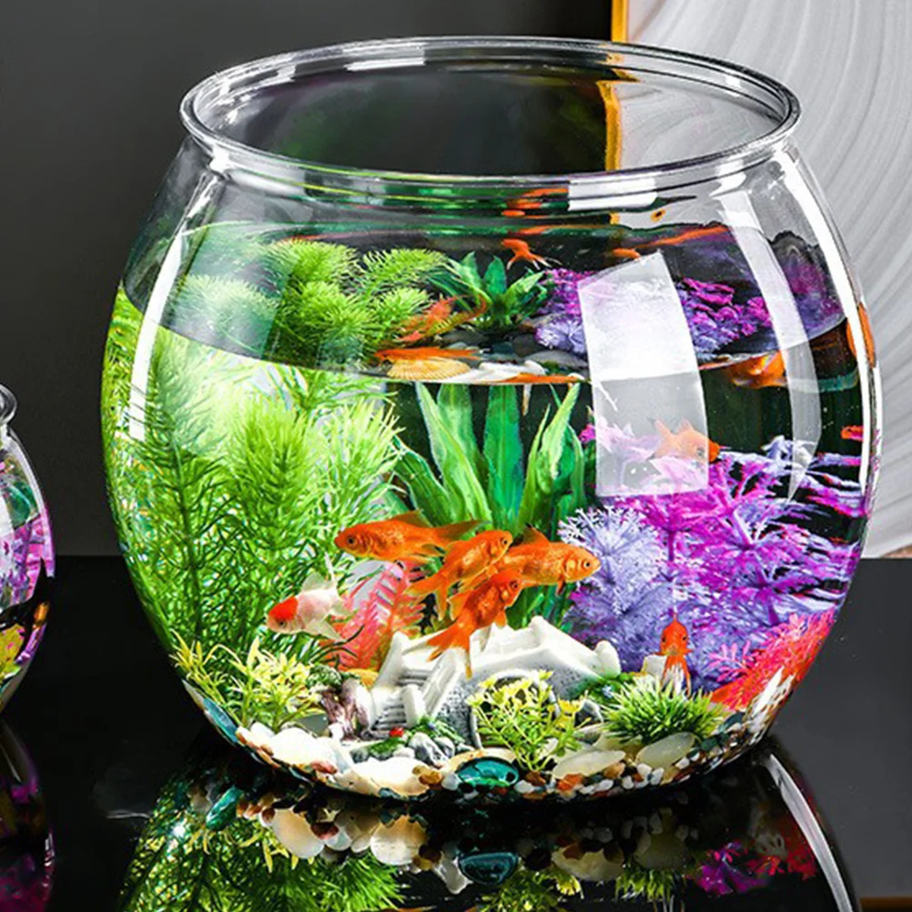 Betta Tank Transparent Goldfish Guest Table Hall Small Round Unbreakable Office Ornamental Turtle Decorate Plastic